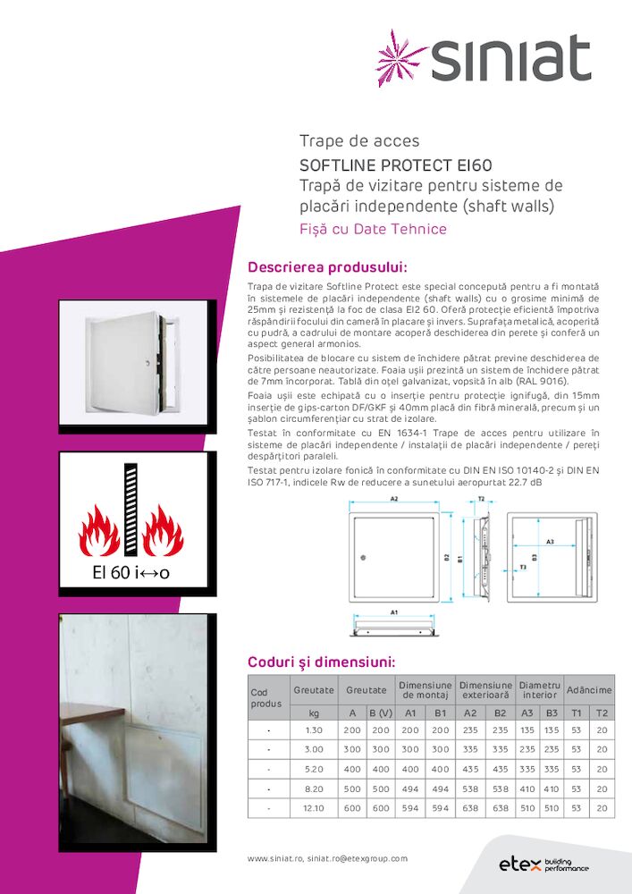 Softline PROTECT EI60 Wall (i&o) - Fișă tehnică