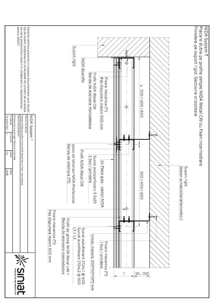 Placari Nida System T2.CW.F EI - Detalii Tehnice