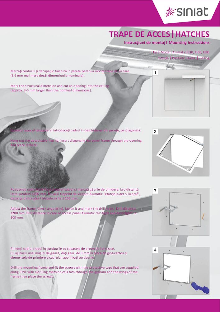 Alumatic - trapa de acces tavan a-b - Instructiuni de montaj