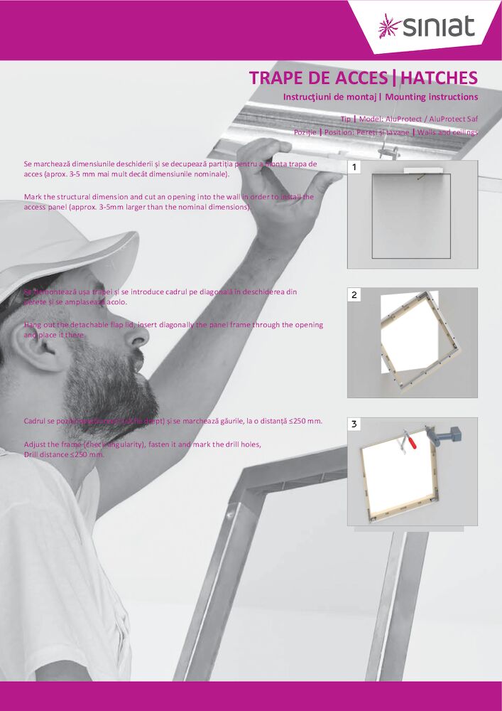 AluProtect - trapa de acces tavan - Instructiuni de montaj