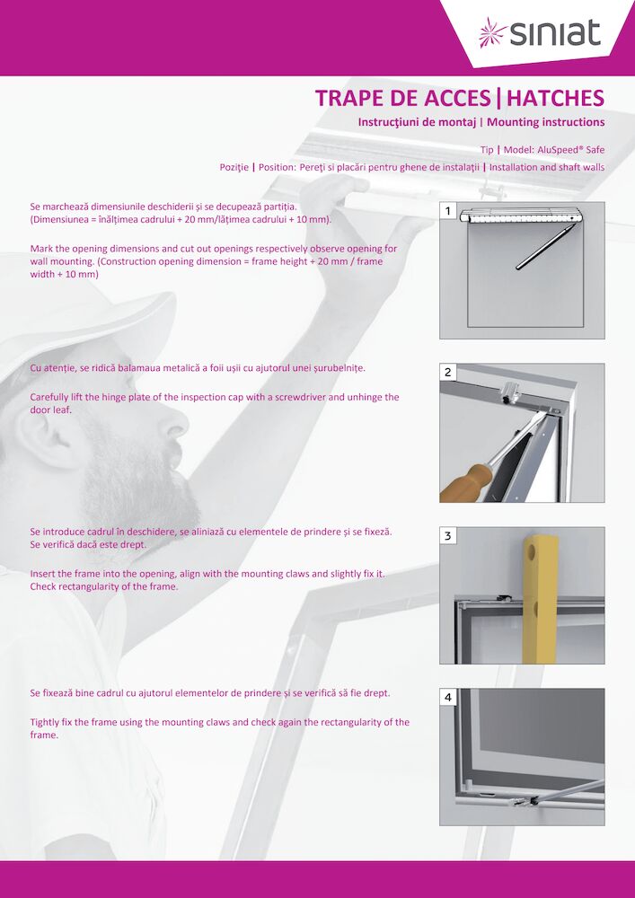 AluSpeed Safe - trapa de acces ghene si shaft-walls - Instructiuni de montaj