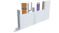 Ghena instalatii SH.CW.I din gips-carton cu 2 straturi de placi pe structura metalica realizata din montanti CW